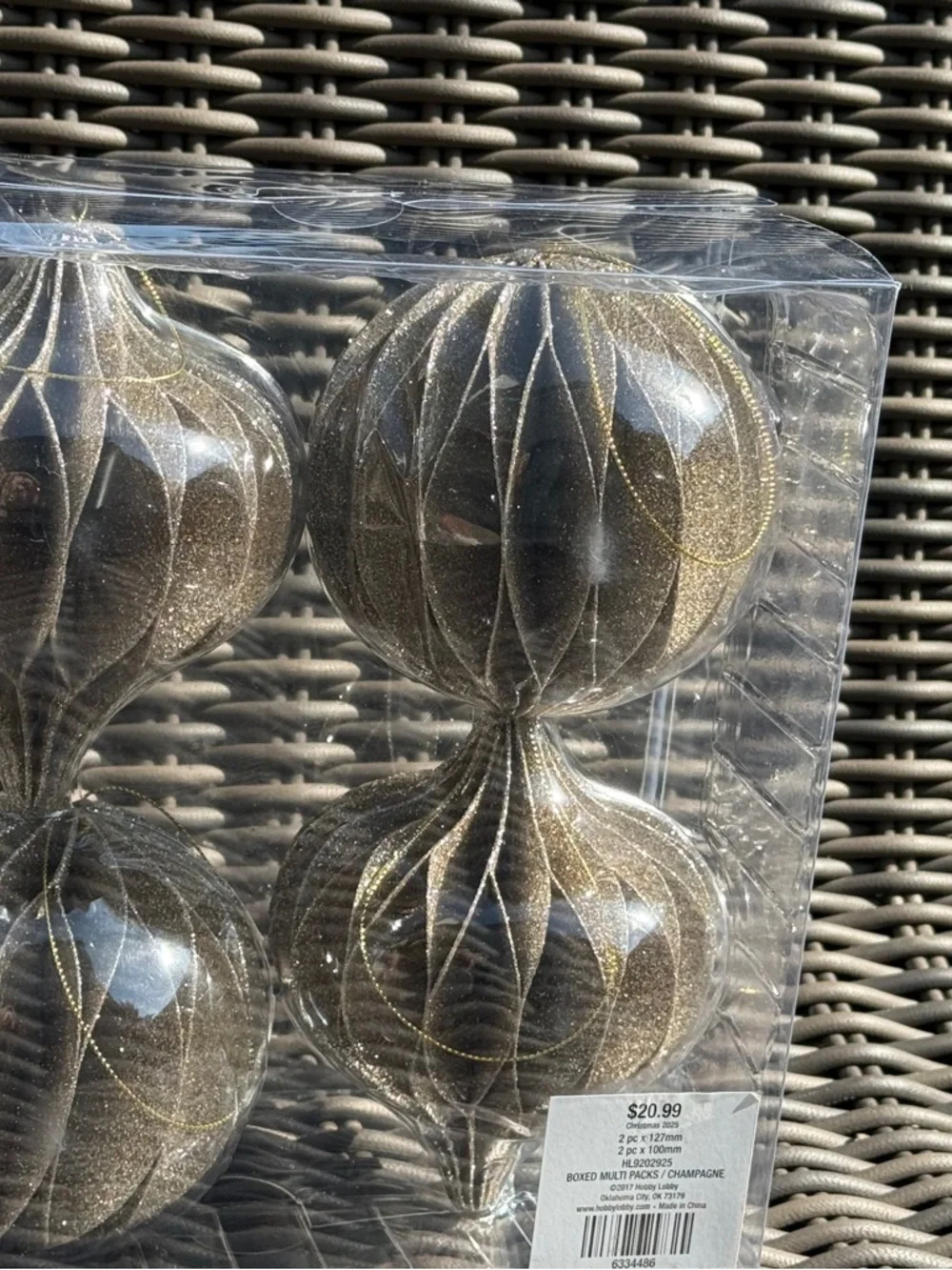 Gold Glitter Ornaments - Set of 4 - NWT